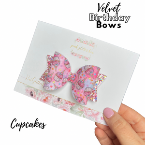 Birthday cupcake bow