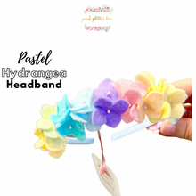 Load image into Gallery viewer, Summer Hydrangea occasion headband - pastel

