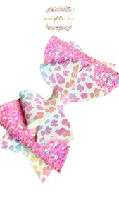 Summer pastel leopard print bow