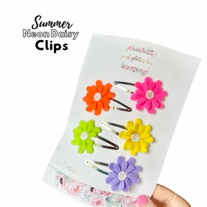 Summer Neon Daisy Clips