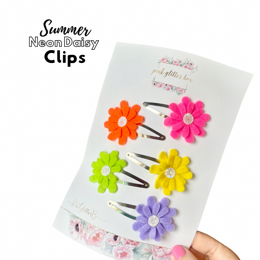 Summer Neon Daisy Clips