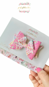 Summer pastel leopard print bow