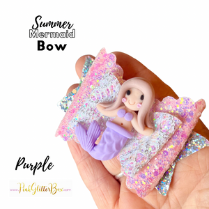 Summer mermaid clay bow - purple