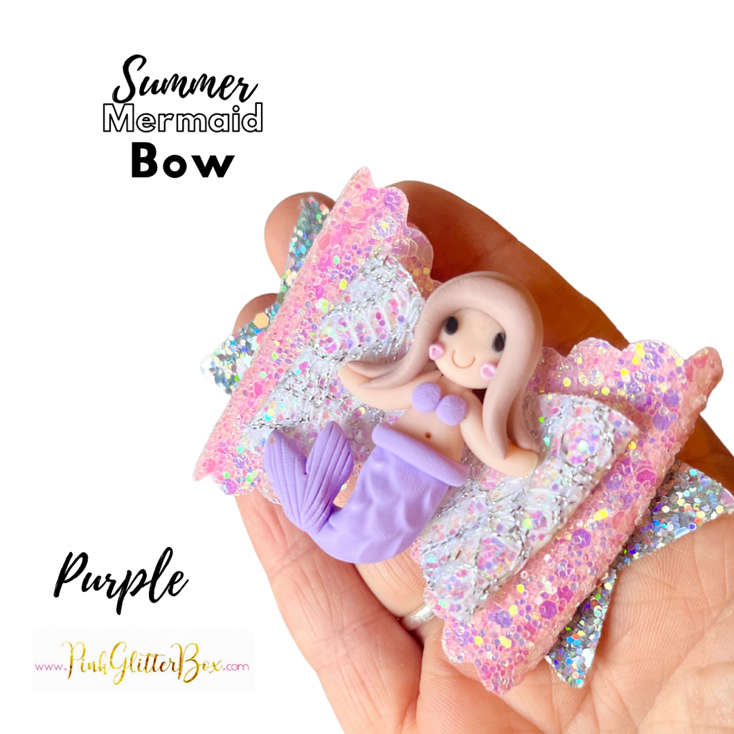 Summer mermaid clay bow - purple