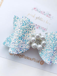 White Glitter Occasion Bow