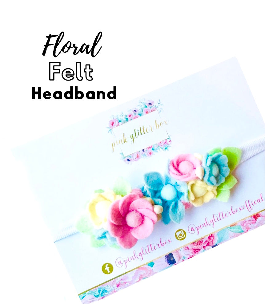 Floral felt baby headband