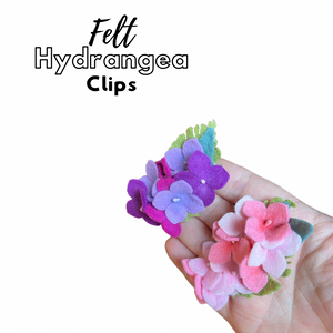 Summer Felt Hydrangea Clip - purple