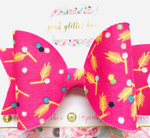 Pink flock hair bow