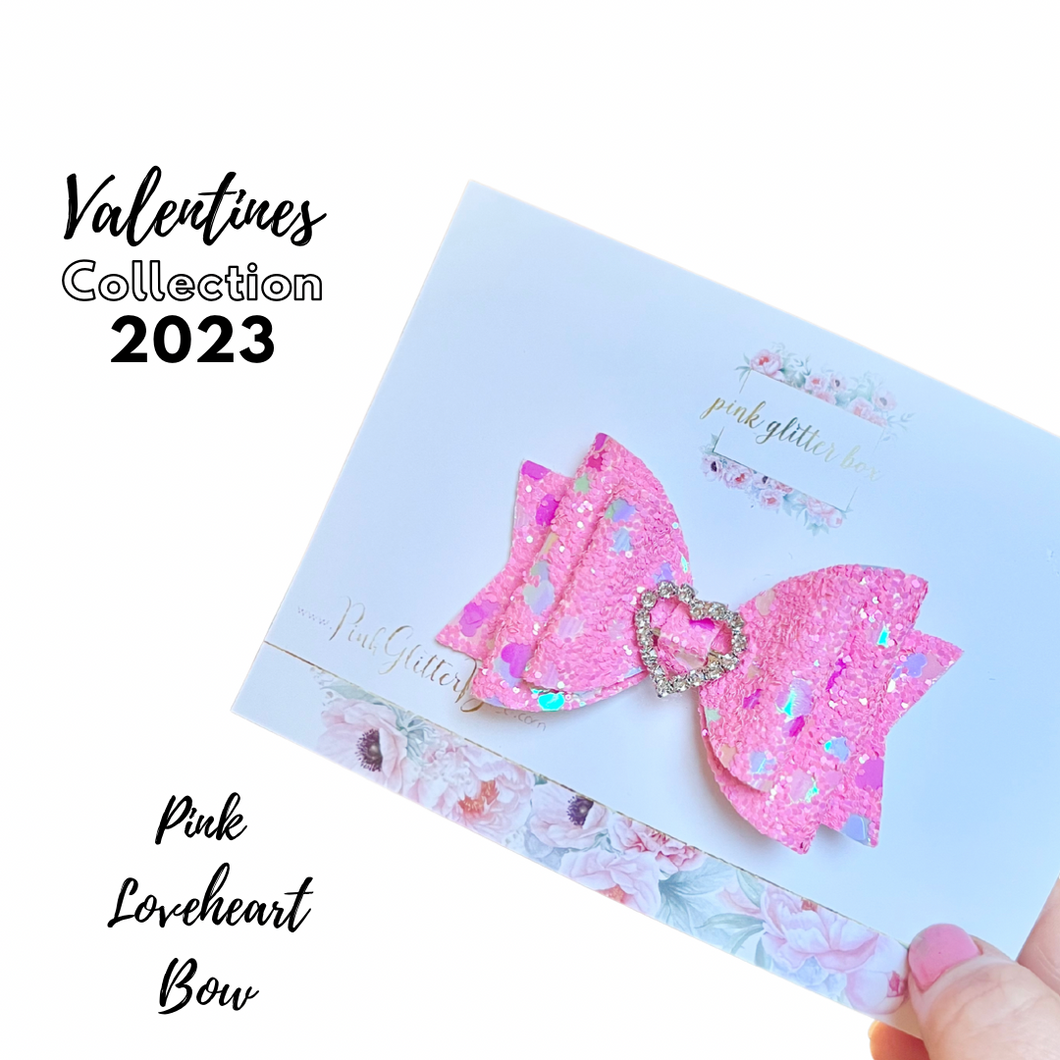 Valentine’s Pink heart bow - medium