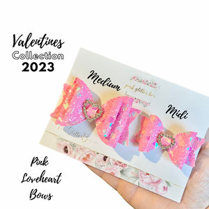 Valentines pink heart midibow
