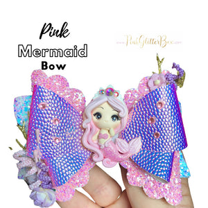 Mermaid clay hair bow