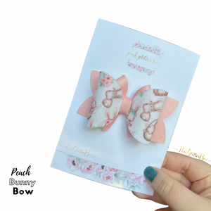 Easter Peach bunny bow