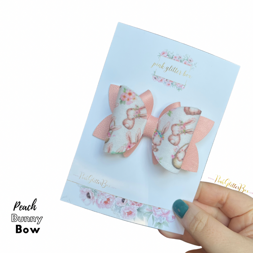 Easter Peach bunny bow
