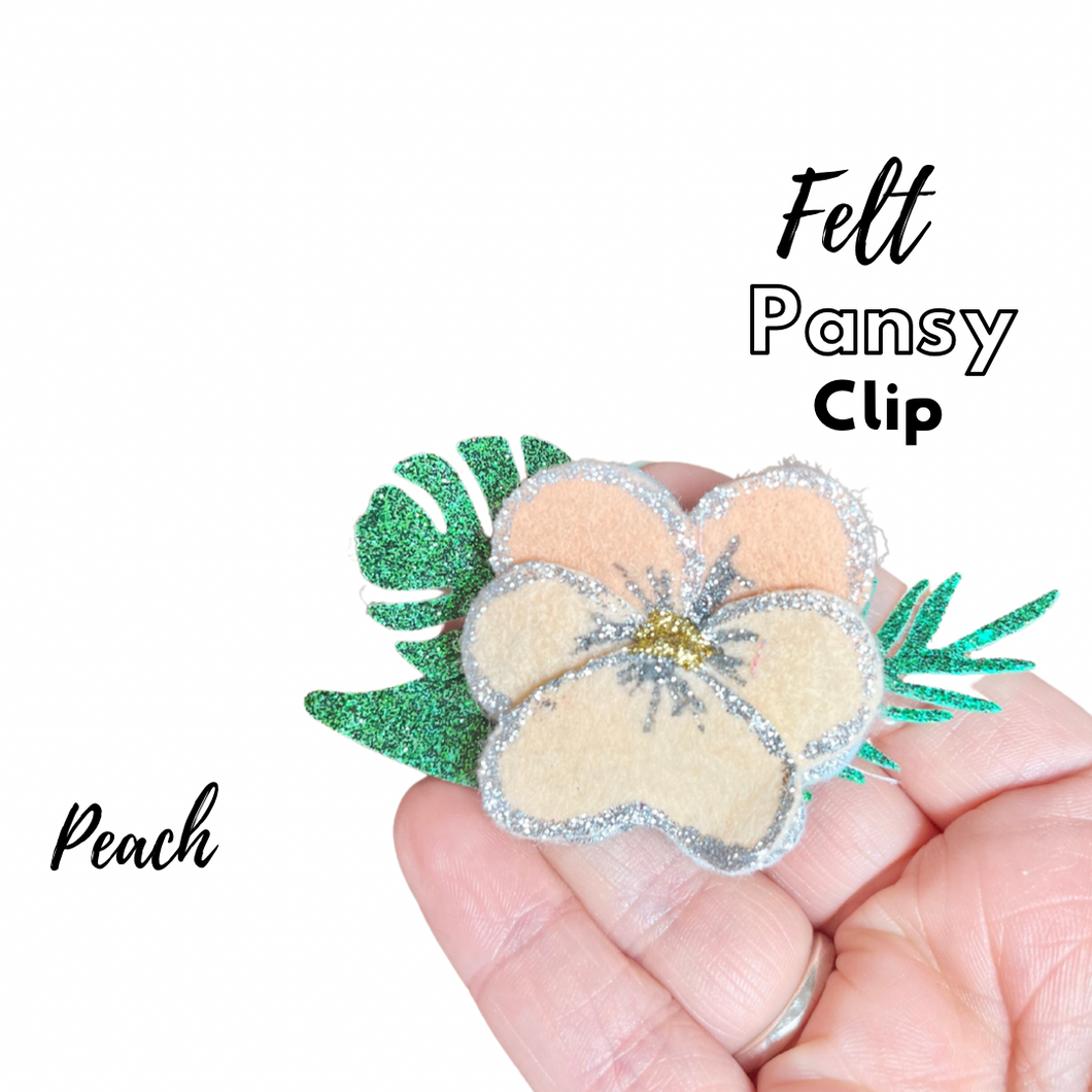 Summer Felt Pansy clip