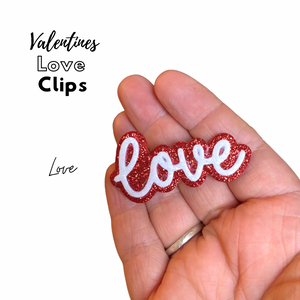 Valentines Glitter Clips