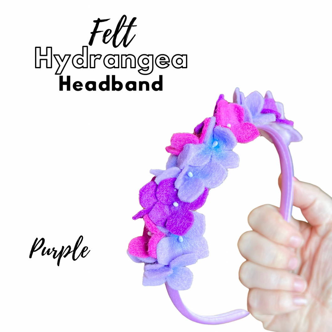 Summer Felt Hydrangea Headband - purple