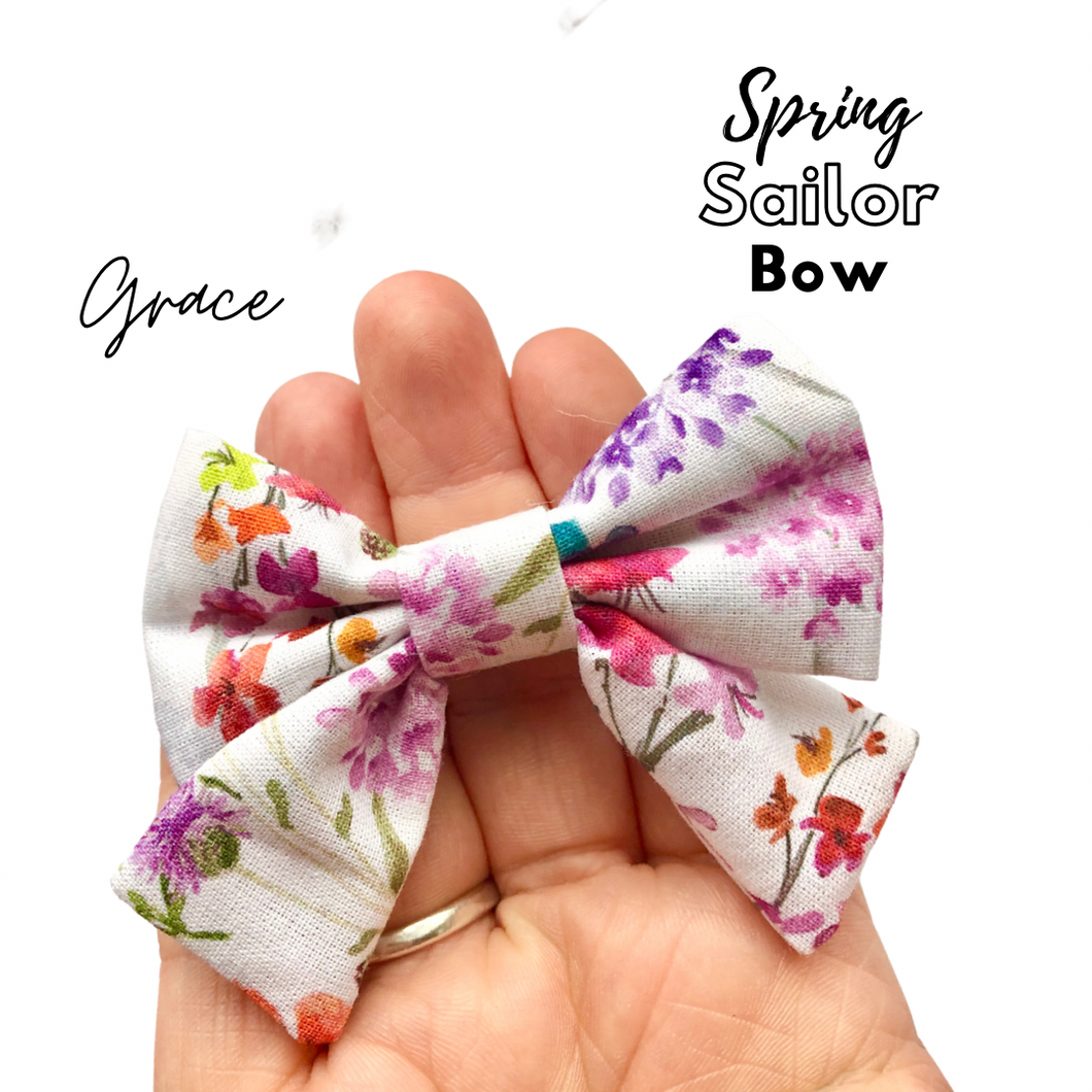 Spring sailor hair bow - Grace
