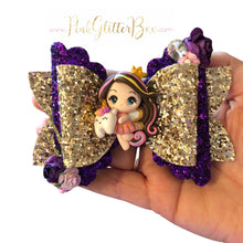 Load image into Gallery viewer, Tooth Fairy clay bow- brunette hair
