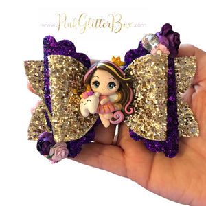 Tooth Fairy clay bow- brunette hair