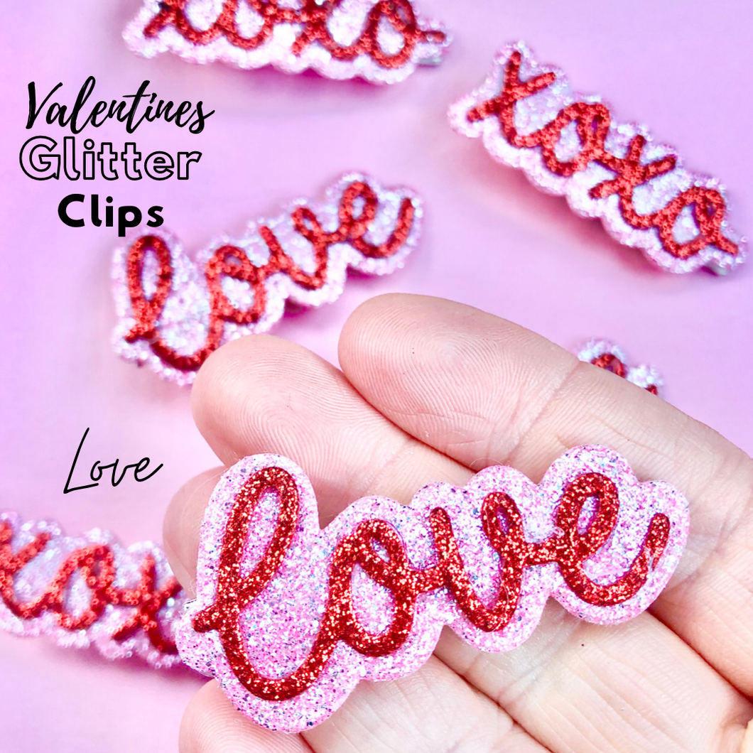 Valentines Glitter Clips