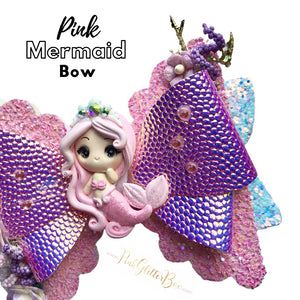 Mermaid clay hair bow