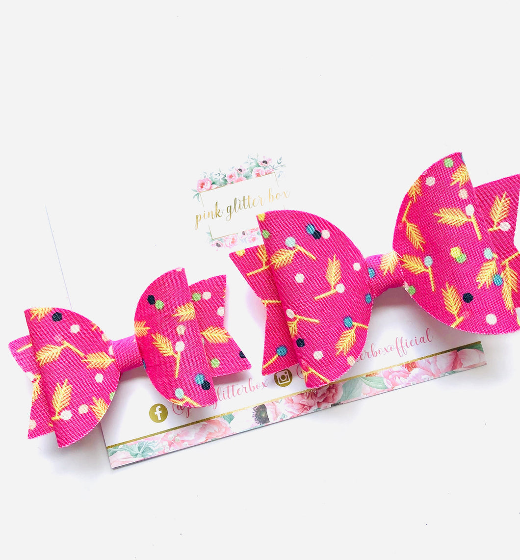 Pink flock hair bow