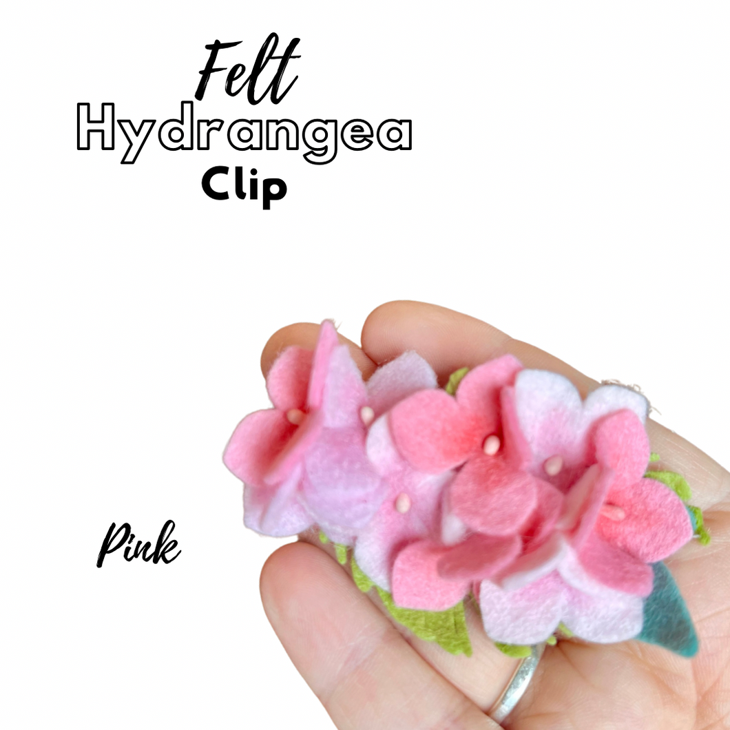 Summer Felt Hydrangea Clip - Pink