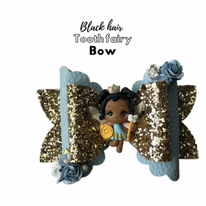 Tooth Fairy clay bow - black hair