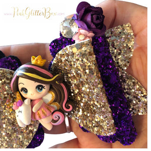 Tooth Fairy clay bow- brunette hair