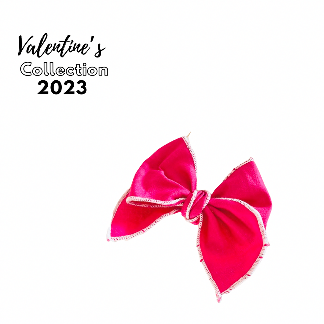Valentine’s poppy bow - dark pink