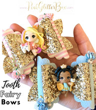 Load image into Gallery viewer, Tooth Fairy clay bow - black hair
