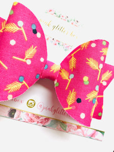 Pink flock hair bow