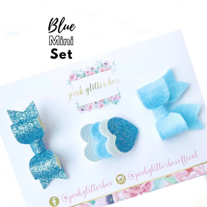 Blue mini hair bow set