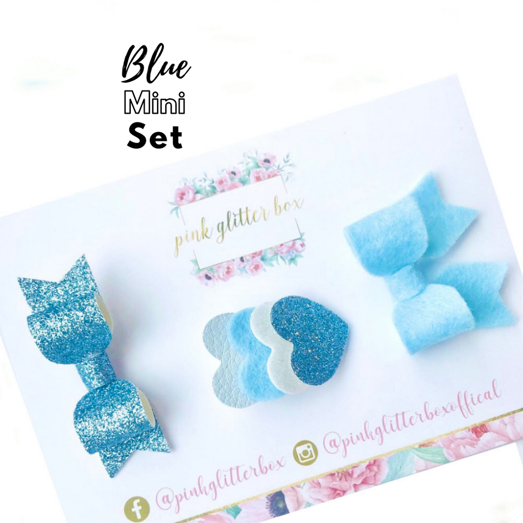 Blue mini hair bow set