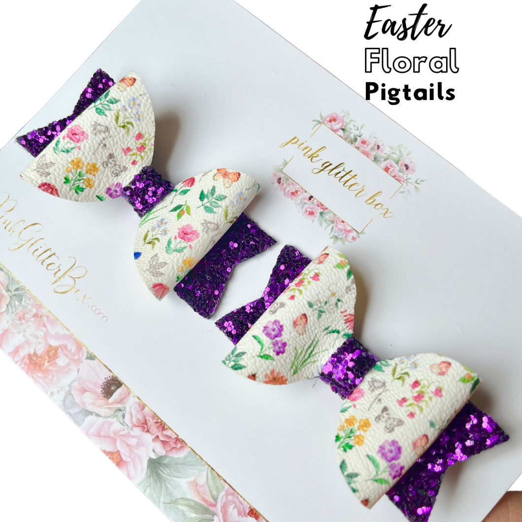 Easter floral pigtails