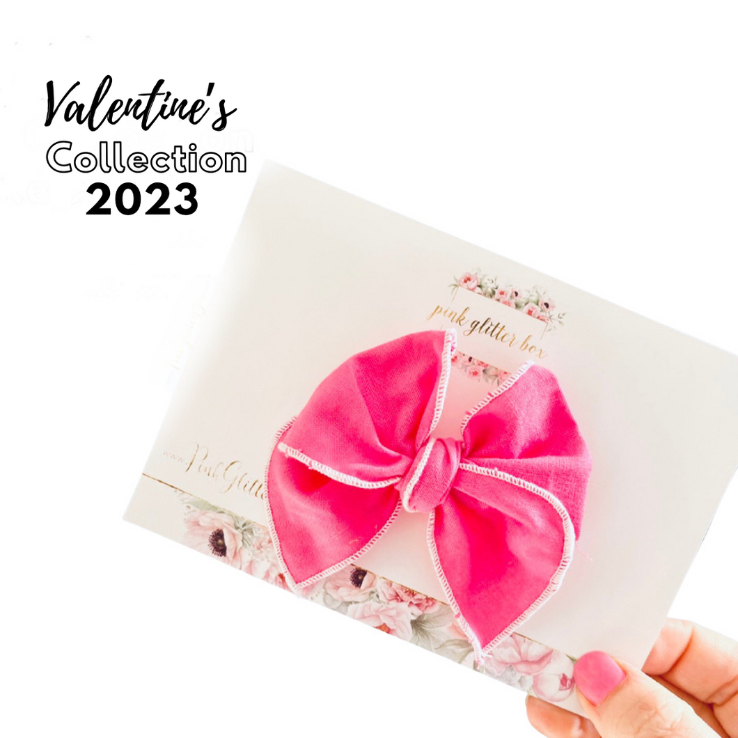 Valentine’s poppy bow - pink