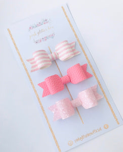 Pink trio hair bow set