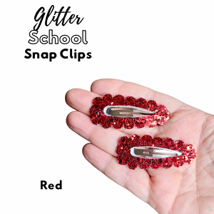School glitter snap clips