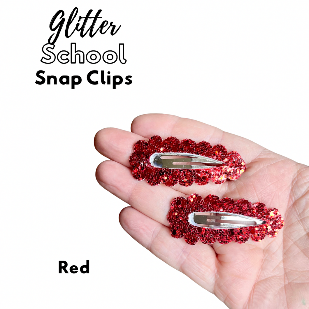 School glitter snap clips