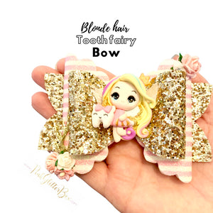 Tooth Fairy clay bow - blonde hair