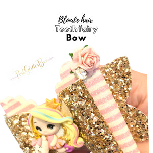 Tooth Fairy clay bow - blonde hair
