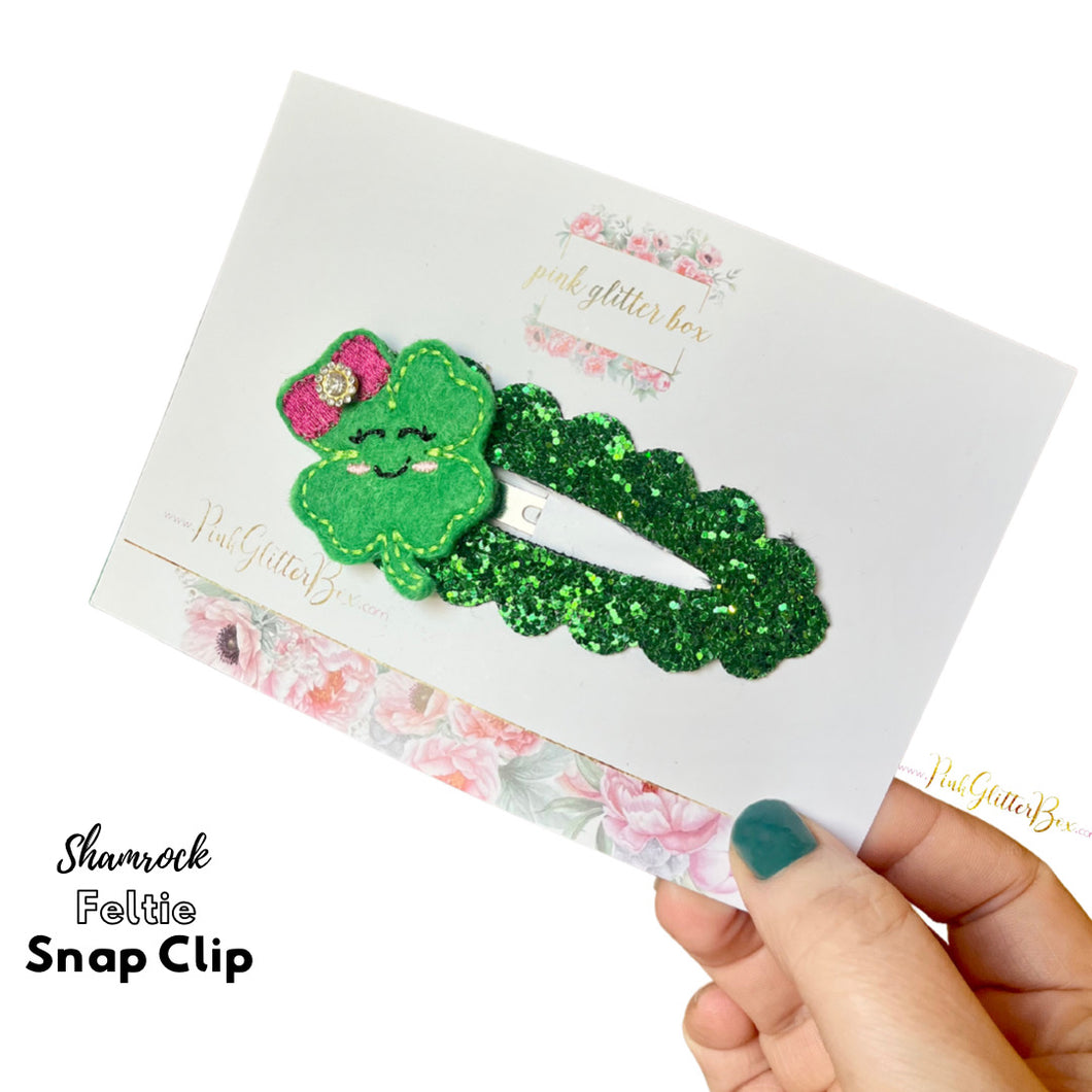 Shamrock feltie snap clip