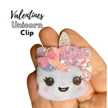 Load image into Gallery viewer, Valentines Unicorn clip
