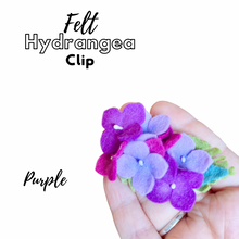Load image into Gallery viewer, Summer Felt Hydrangea Clip - purple
