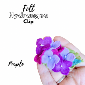 Summer Felt Hydrangea Clip - purple