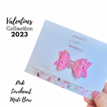 Load image into Gallery viewer, Valentines pink heart midibow
