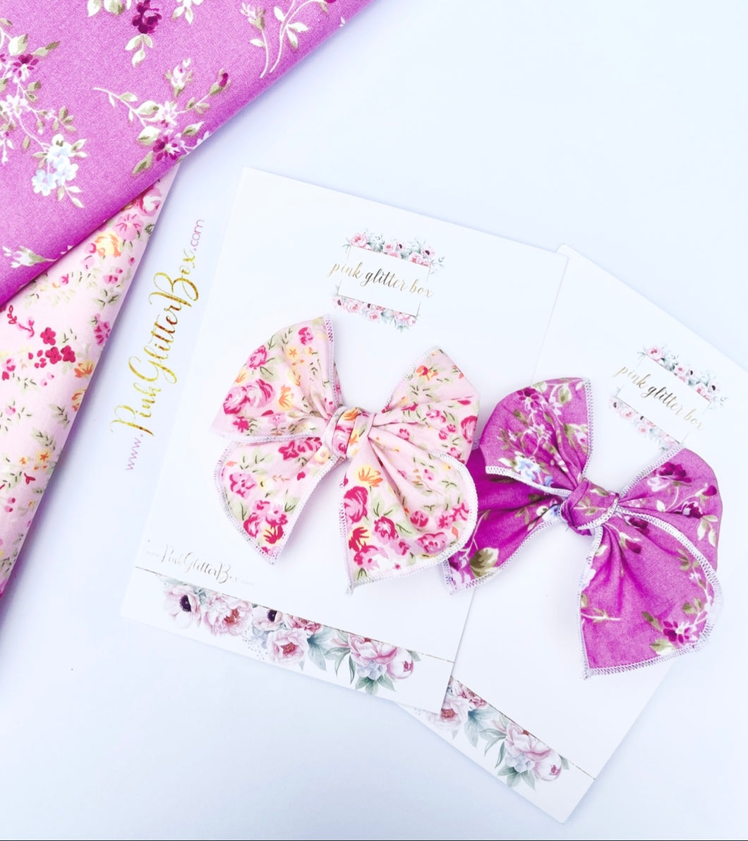 Spring Floral pink poppy bow