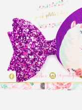 Load image into Gallery viewer, Purple unicorn hair bow
